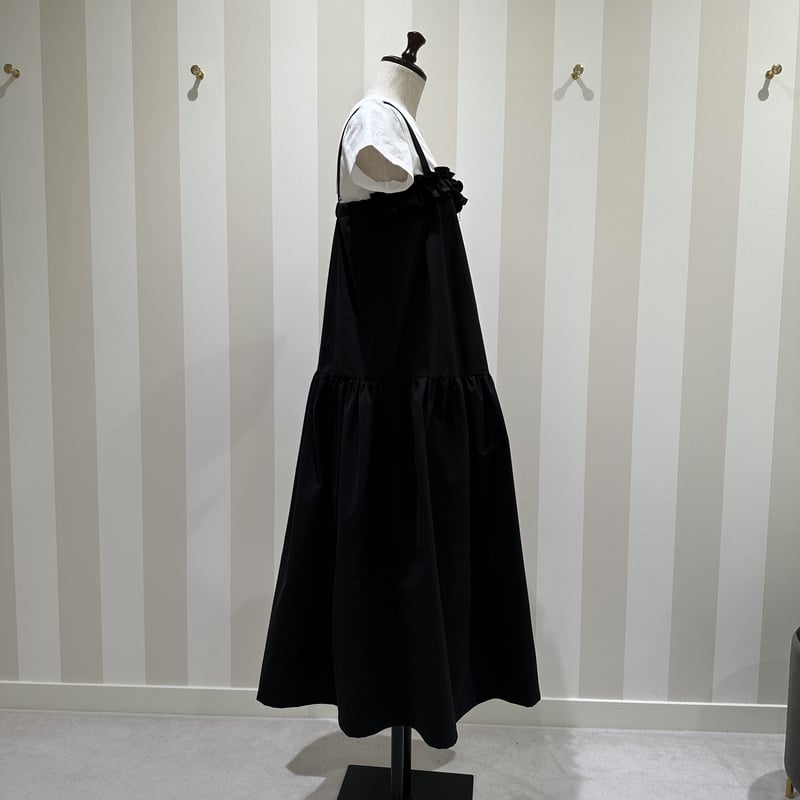 BLACK PEACE NOWフリル付き黒キャミソールワンピース フリンジフェザーキャミソールワンピース キャミワンピ[品番