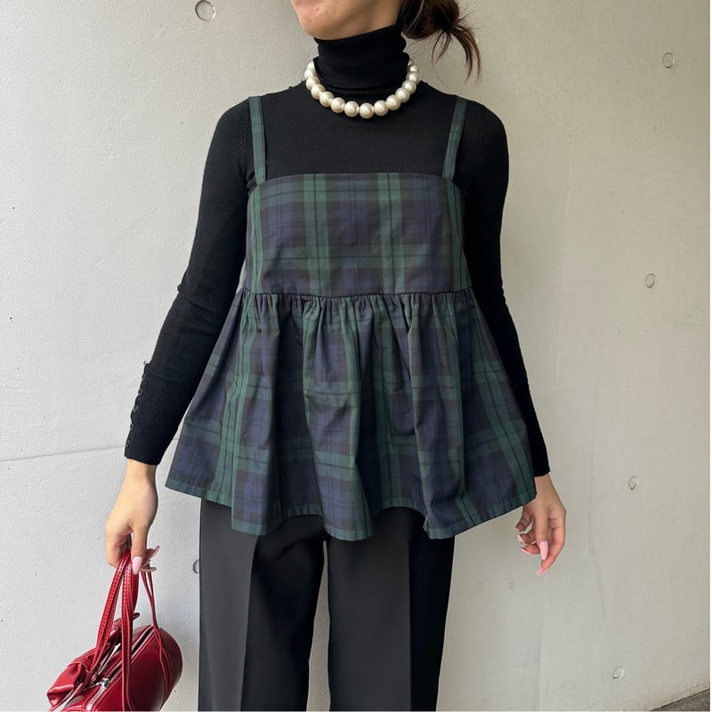 1-123 ブラックウォッチチェック キャミギャザーベスト M | capriciousmie