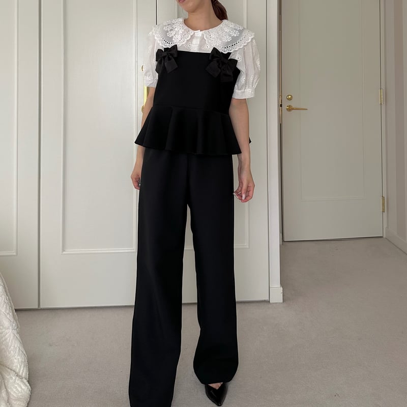 5-156 黒 リボンフリルベスト L | capriciousmie