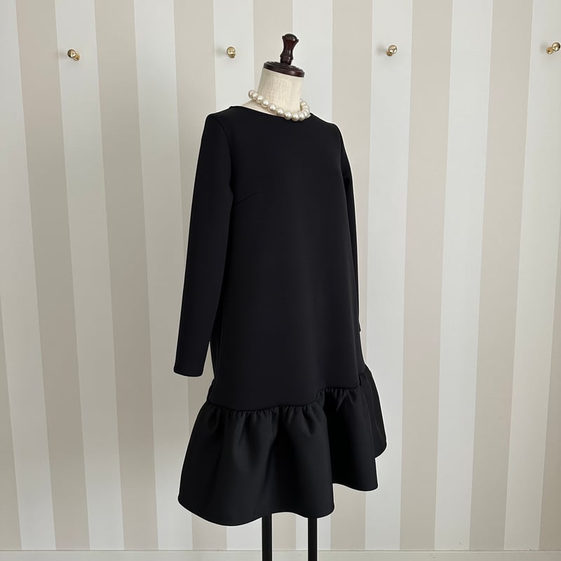 12-059 黒 長袖ホイップワンピース M | capriciousmie