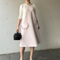8-049    マカロンピンク　フリルポケットワンピース　ＸＬ
