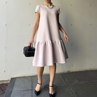 3-008    マカロンピンク　ホイップワンピース　キャップスリーブ　フリル短め　Ｌ