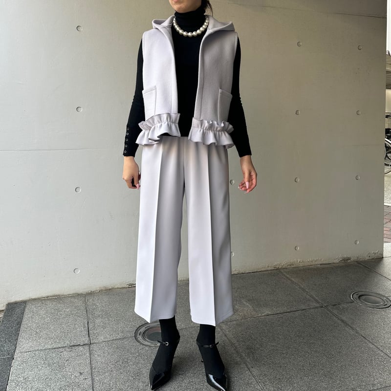 2-025 ラベンダー セミワイドクロップドパンツ フリー(M) | capriciousmie