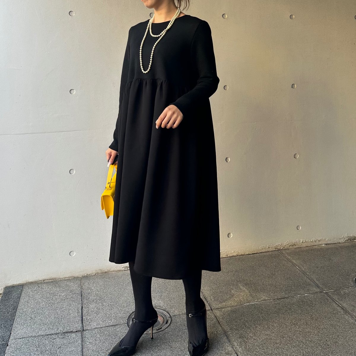 12-018 黒ウール 長袖ドールワンピース XL | capriciousmie