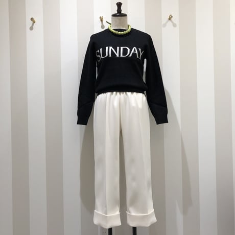 12-247    オフホワイト　センタープレスダブルセミワイドパンツ　フリー（Ｌ）