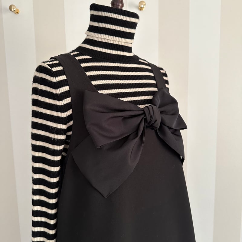 リボン ① 1-084 黒 リボンワンピース L | capriciousmie