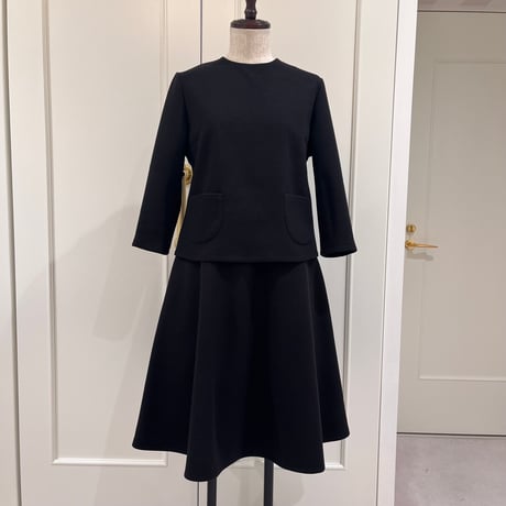 12-195    黒ウール風　七分ポケットＲＩＮ　ファスナー無し　Ｌ