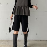 1-079 ライトグレーボンディング サイドフリルショートパンツ M
