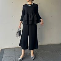 1-113    黒ハニカム　ガウチョパンツ　フリー（Ｌ）