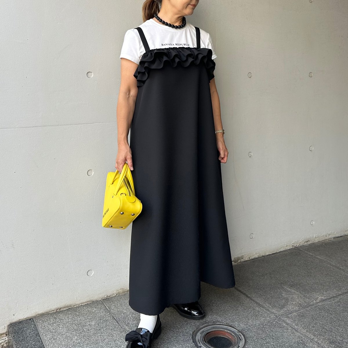 もり様ワンピースブラックm 10-008 黒 W胸フリルワンピース ロング M | capriciousmie