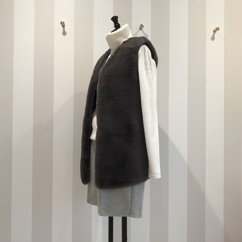 10-110 ダーク グレー エコファーベスト 長め フリー セレクト商品