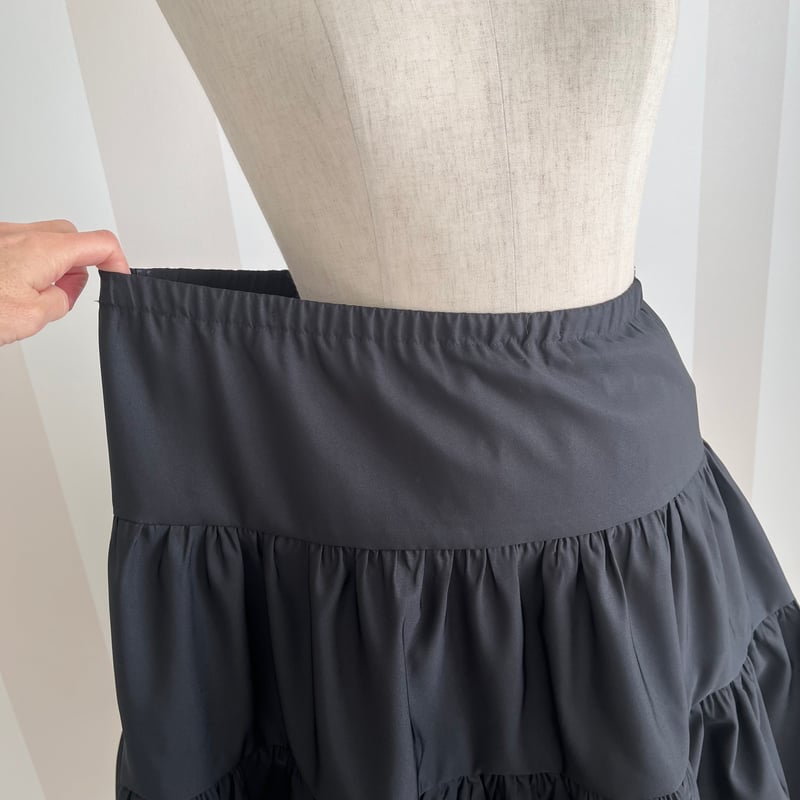 1-154 黒 ティアードスカート フリー（L） | capriciousmie