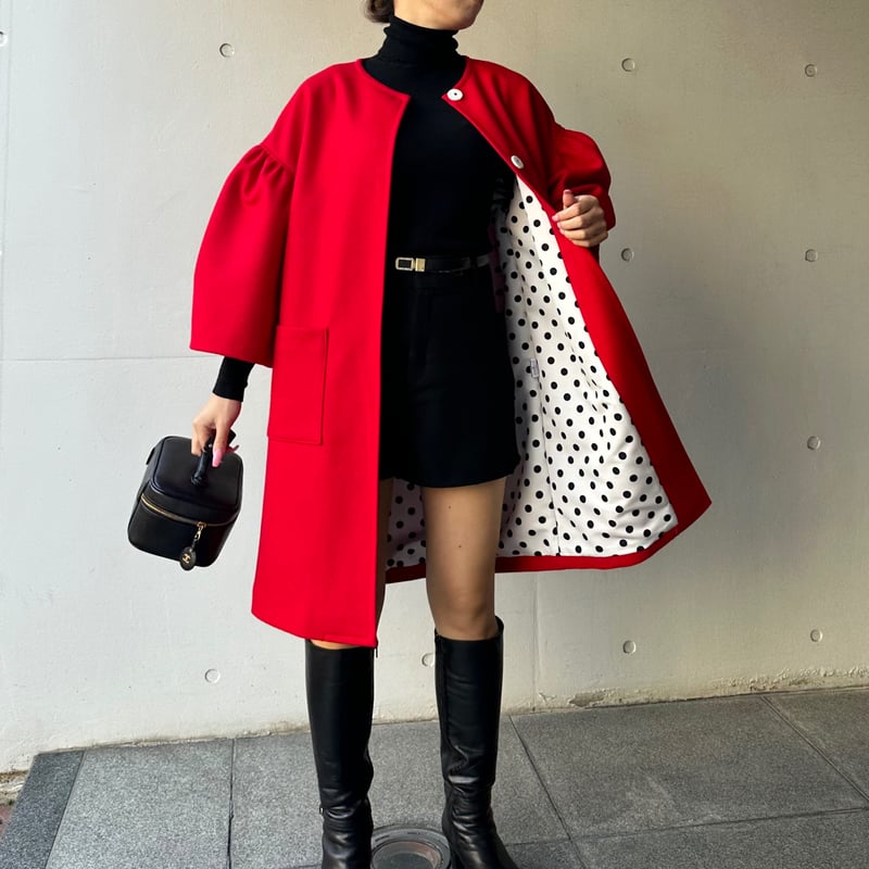 11-069 赤ウール×ドット MOMO フリー | capriciousmie