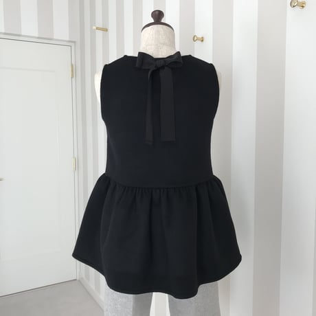 12-218    黒　バックリボンペプラムトップス　Ｌ