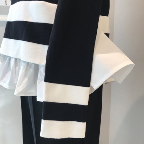 2-196 黒×白ライン　ドッキングニット　フリー  セレクト商品