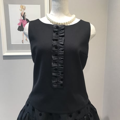 1-252  黒×黒ドット　MINトップス　Ｍ