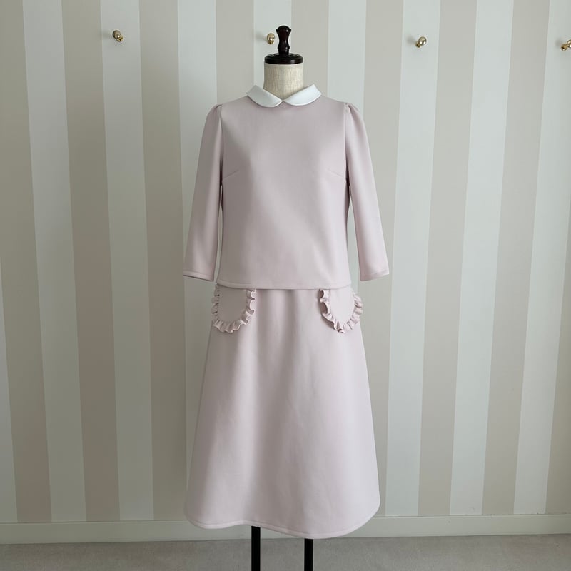 値下げ商品PLEASINGSAN トップ 襟 ピンク 男女共用 新品 4-063 マカロンピンク 白襟 七分トップス L | capriciousmie