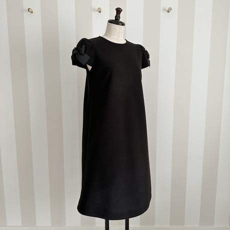1-118      黒ウール風×黒リボン　CANDYワンピース　Ｌ