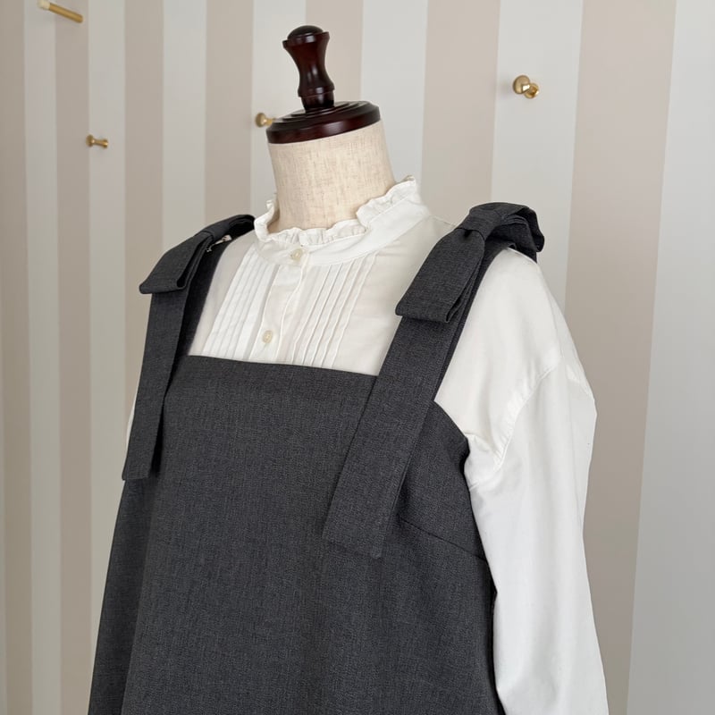 2-033 グレー リボンブローチ付ベスト M | capriciousmie