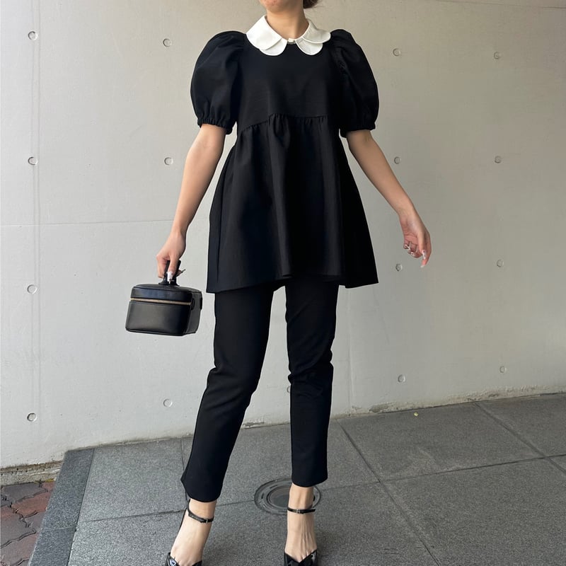 it Japan ぺプラムトップス yori 5-015 黒杢 半袖TOMOペプラムトップス 長め M | capriciousmie