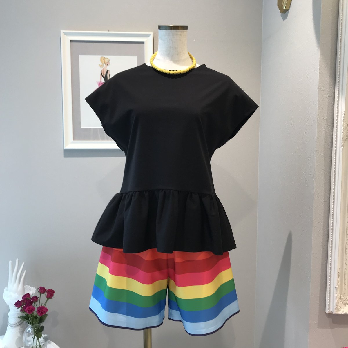 カプリシャスミー　capriciousmie サイドリボンバミューダパンツ 受注制【Chikashitsu +】layered camouflage bermuda pants