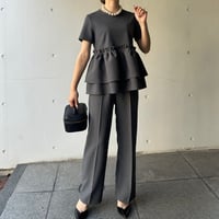 8-256    グレー　ワイドパンツ　フリー(Ｍ)    長め