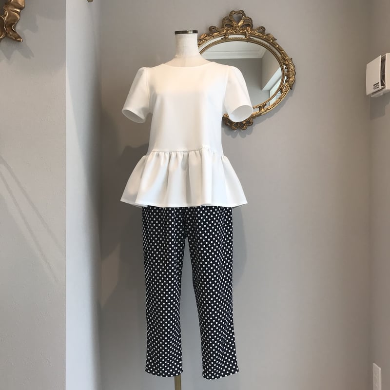 5-229 白 ペプラムトップス 半袖 L | capriciousmie