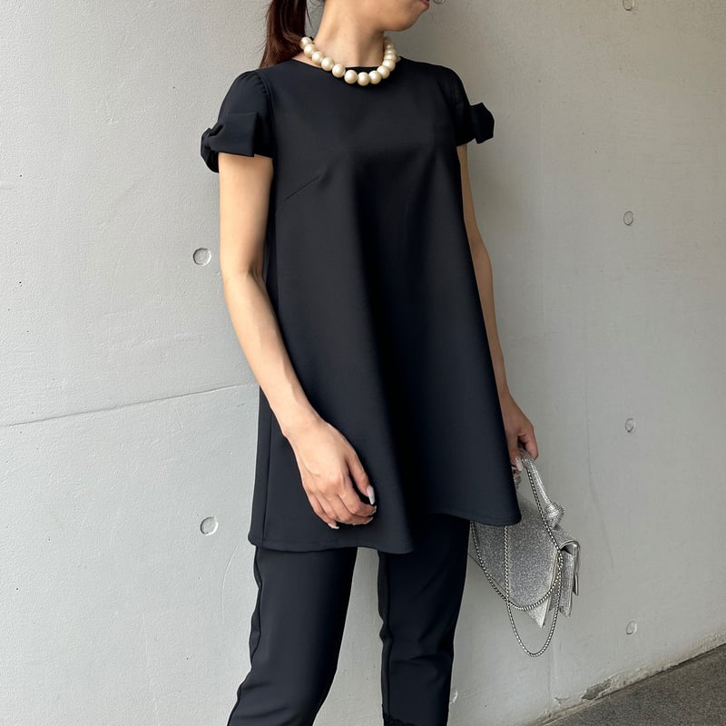 カプリシャスミー リボン袖 半袖チュニック カプリシャスミー リボン袖