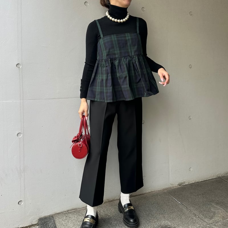 1-110 黒 セミワイドクロップドパンツ フリー(M〜L) | capriciousmie