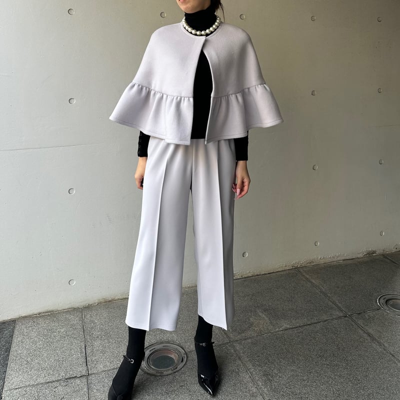 2-026 ラベンダー セミワイドクロップドパンツ フリー（L