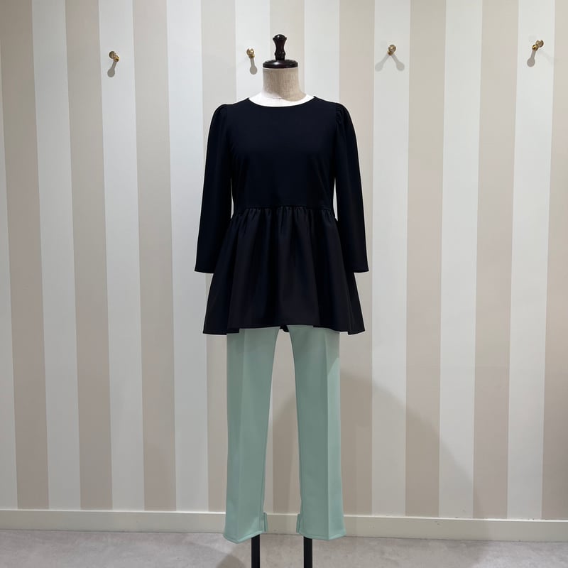 30%OFF☆4-155 黒 七分ペプラムトップス 長め M | capriciousmie