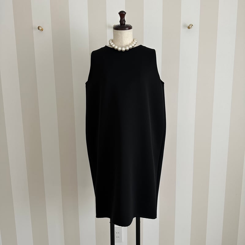 6-156 黒×ボーダー バックリボンコクーンワンピース L | capriciousmie