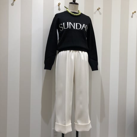 12-247    オフホワイト　センタープレスダブルセミワイドパンツ　フリー（Ｌ）