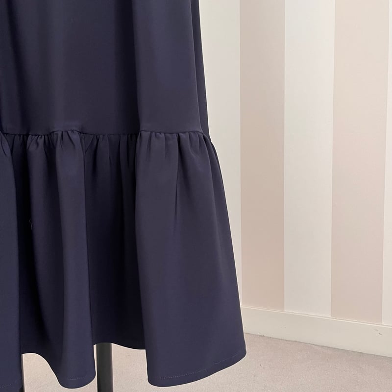 6-131 ネイビー リボンベルトワンピース M | capriciousmie