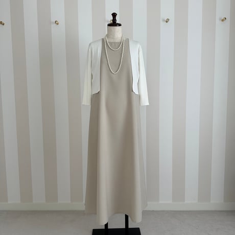5-121      ベージュ　ロングワンピース　  Ｌ