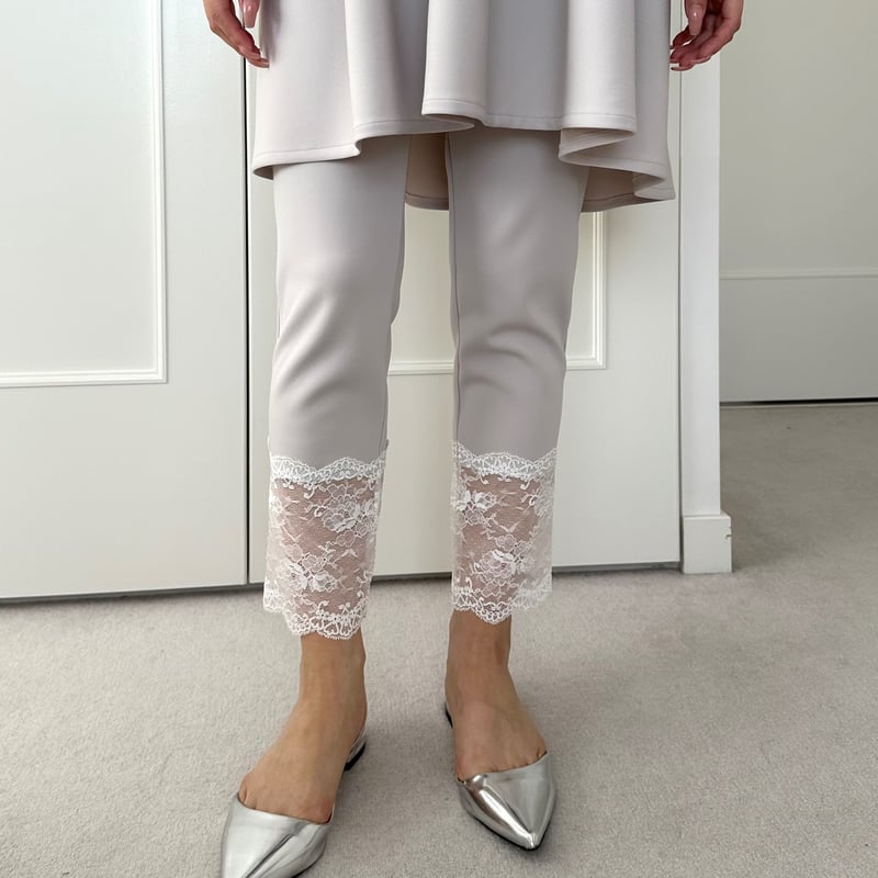 5-016 グレージュ レースレギンス フリー(M) | capriciousmie