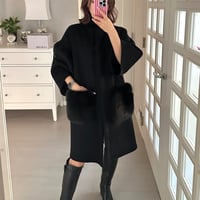 11-175     【Mie +】黒ウール　ファー付MOMO    フリー