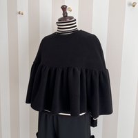 11-340  黒ウール　フリルケープ　フリー