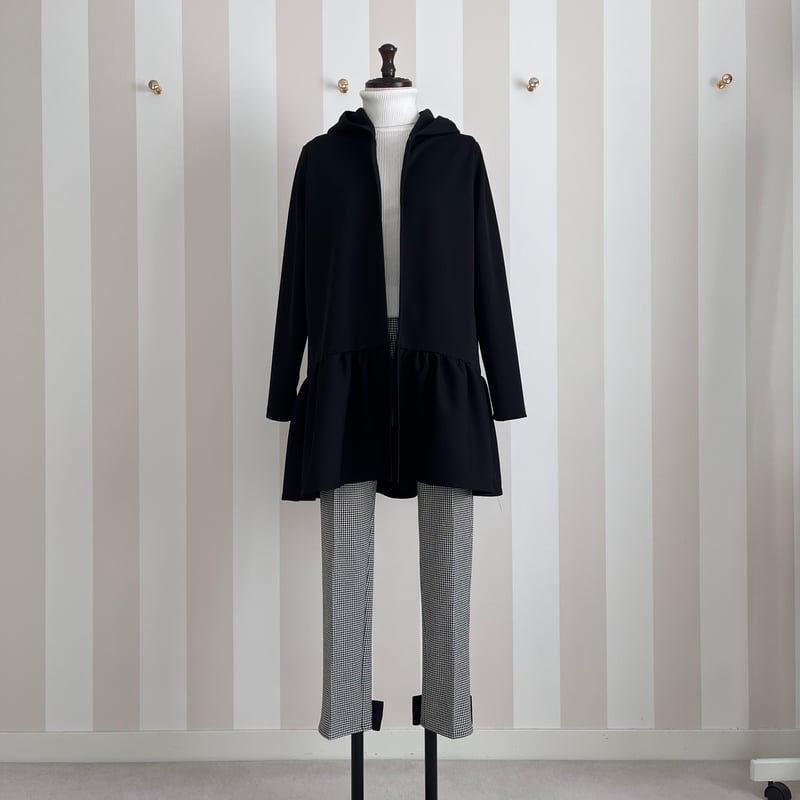 1-137 黒ハニカム ボレロパーカー ロング M | capriciousmie