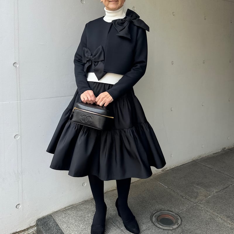 1-153 黒 ティアードスカート フリー(M) | capriciousmie