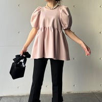 10-180    ピーチ　半袖TOMOペプラムトップス　Ｌ