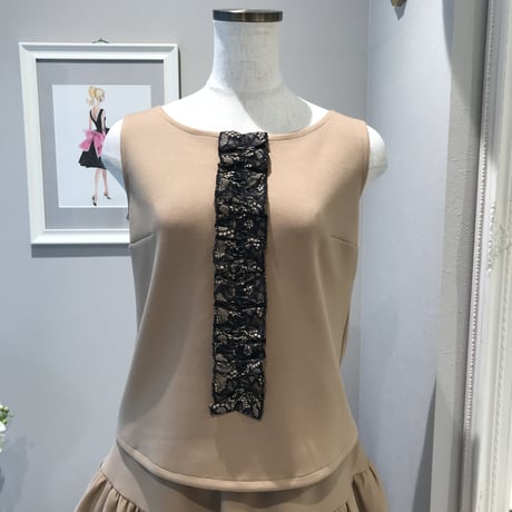 1-021  キャメル×レース　MIN トップス　ML