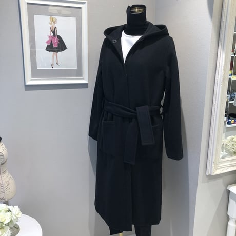 10-232  黒ウール　コート　フリー