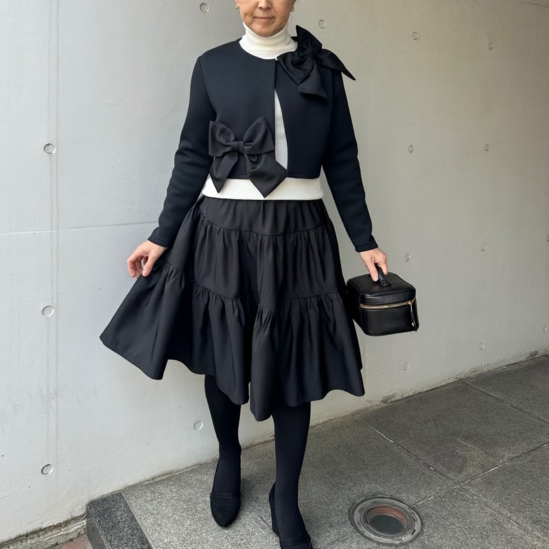 1-153 黒 ティアードスカート フリー(M) | capriciousmie