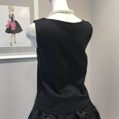 1-252  黒×黒ドット　MINトップス　Ｍ