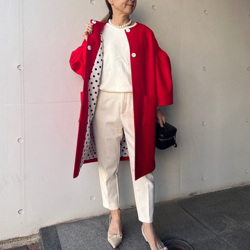 11-069 赤ウール×ドット MOMO フリー | capriciousmie