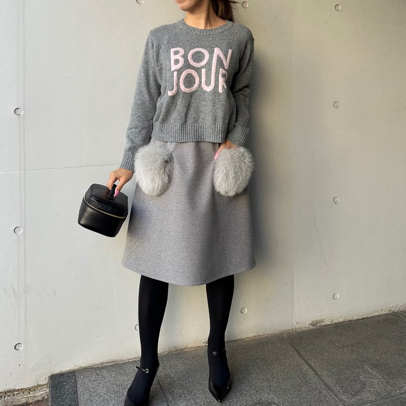 10-120 グレーウール風 ポケットスカート フリー(M) | capriciousmie