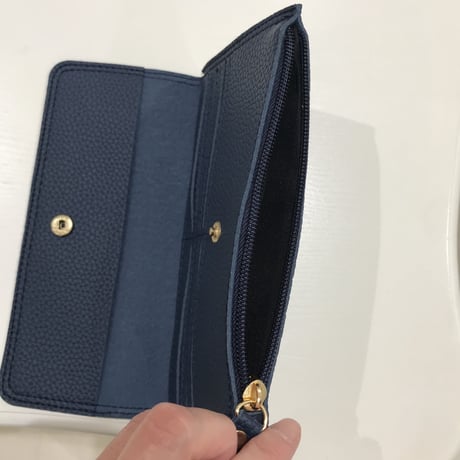 6-041  フラット長財布　ネイビー