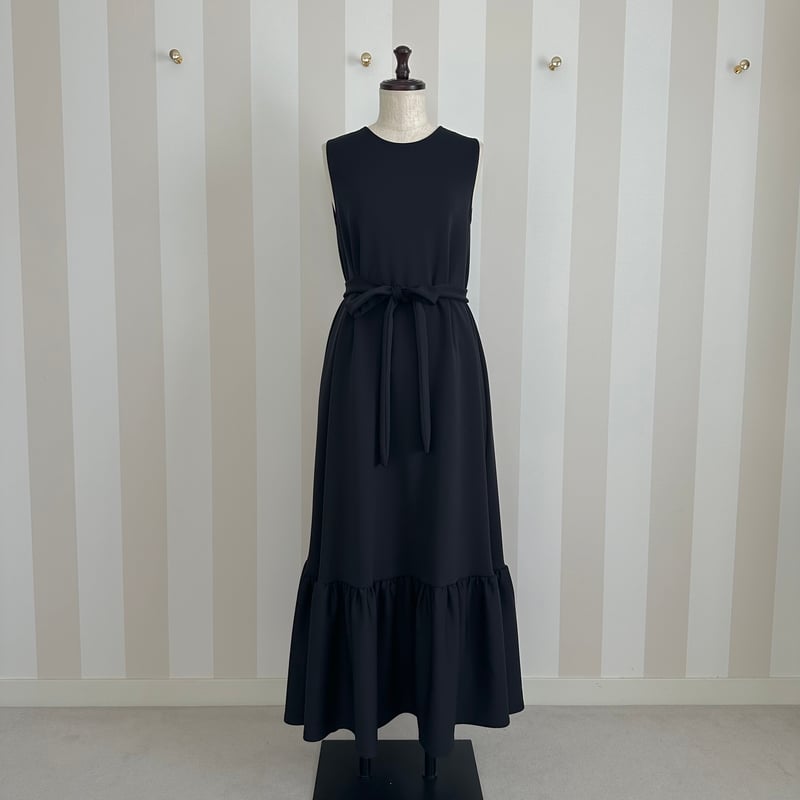 7-018 黒 リボンベルトワンピース M | capriciousmie