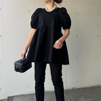4-111   黒杢　半袖TOMOペプラムトップス　長め　ＳＭ